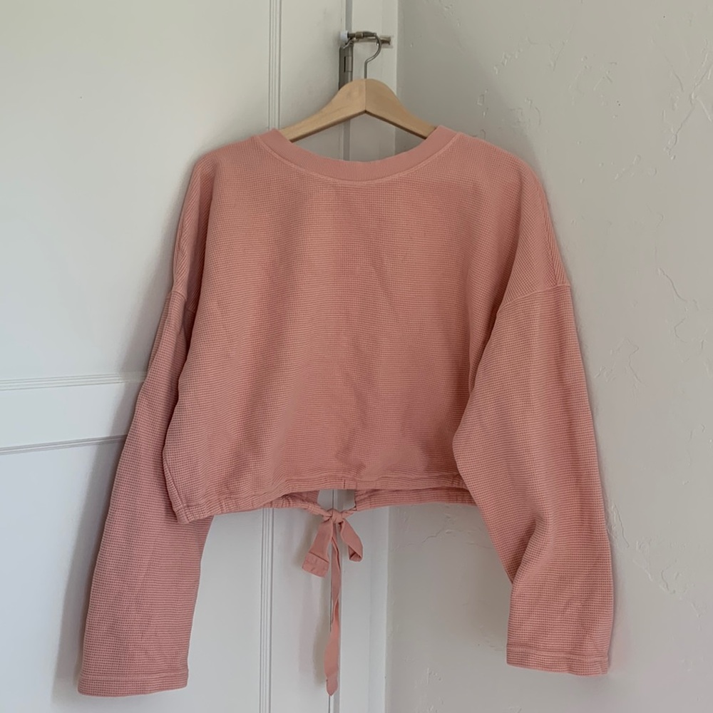 Fabletics Anna open back pink waffle weave top